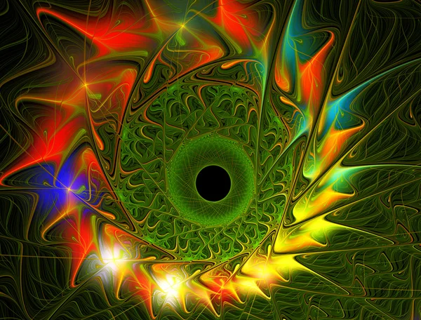 Фрактальна ілюстрація яскравих літніх соняшників графічно — стокове фото