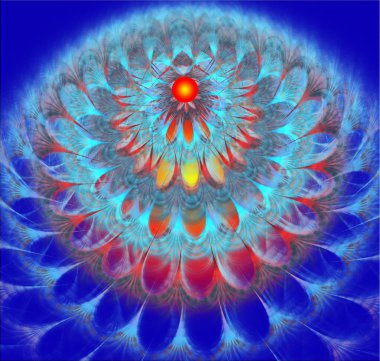 Illustration fractal background bright dandelion flower fluffy