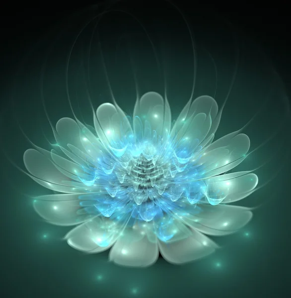 Illustration of a fractal fantastic bright  blue flower — Stockfoto