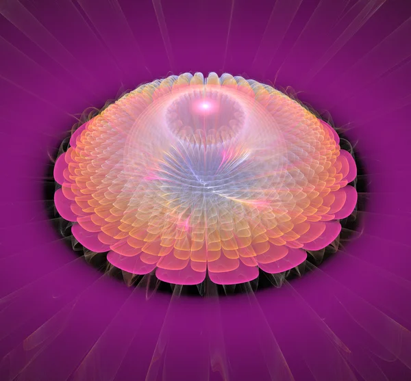 Ilustração de um fractal fantástica flor brilhante brilhante — Fotografia de Stock