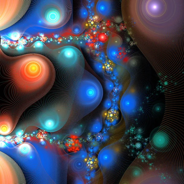 Ilustración de un ornamento de fondo fractal con bolas —  Fotos de Stock