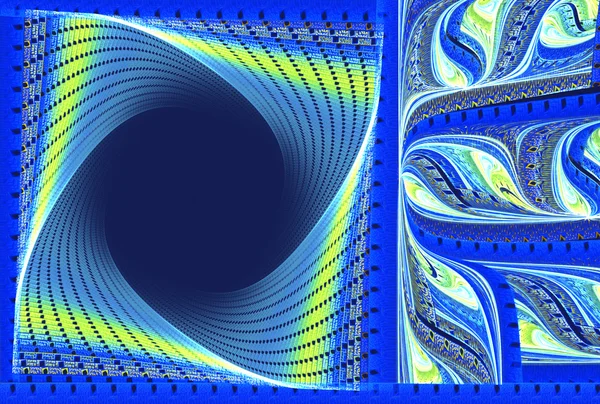 Illustration of a fractal background frame blue spiral — Stok fotoğraf