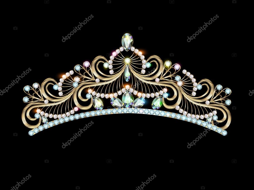 Illustration women's gold tiara with precious stones Stock Vector by ©Yurkina 84625810