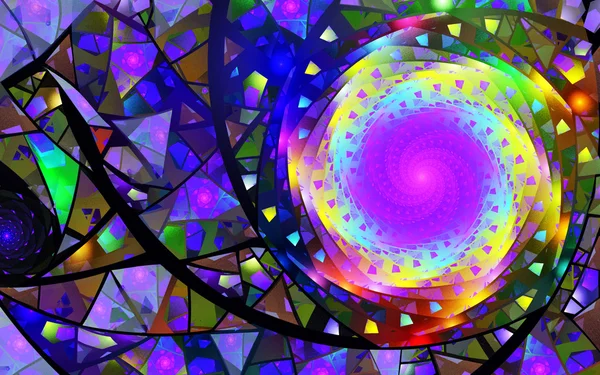 Illustrazione frattale di viola ornamento di sfondo a spirale — Foto Stock