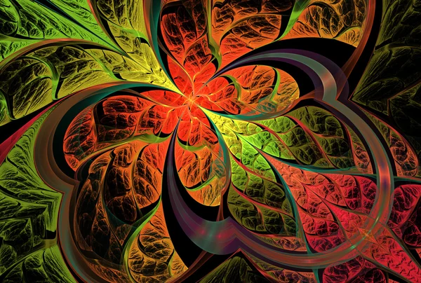 Ilustração fractal de fundo brilhante com ornamento floral — Fotografia de Stock