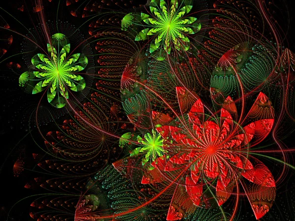 Ilustración fractal de fondo brillante con adorno floral —  Fotos de Stock