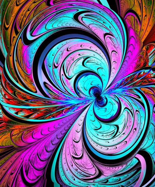 Ilustração fractal de fundo brilhante com ornamento floral — Fotografia de Stock