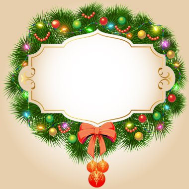 çam dalları Noel topları ve ga resimde arka plan