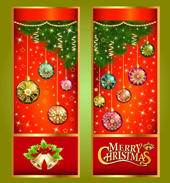 Illustration Carte de voeux de Noël avec branche d'arbre de Noël — Image vectorielle