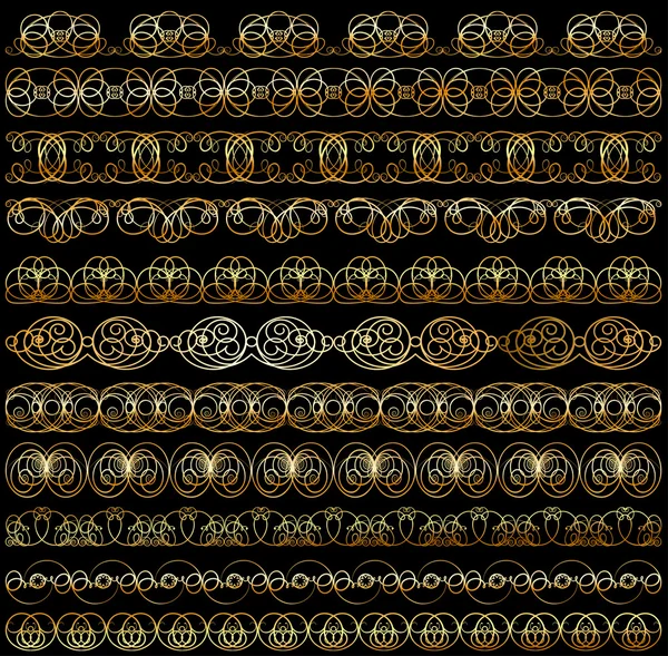 Иллюстрация набора винтажных конструкций из золота — стоковый вектор
