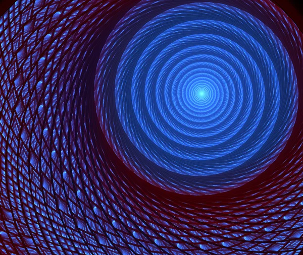 Ilustración fondo fractal espiral azul en un círculo con rayo — Foto de Stock