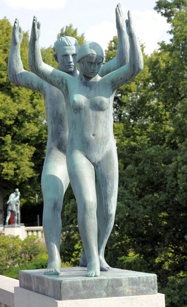 Vigeland park, Oslo, Norway, dancing couple.