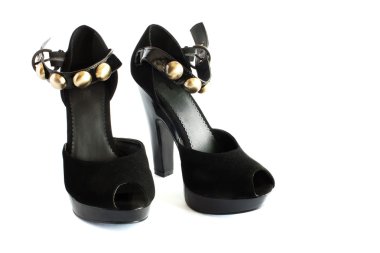 Siyah kadın yüksek topuklu sandalet 