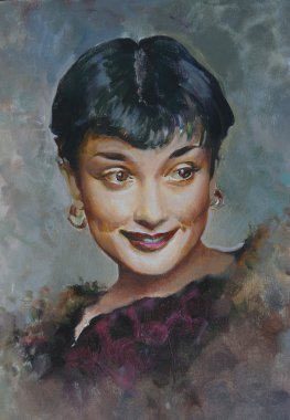 Portrait of Audrey Hepburn, painting clipart