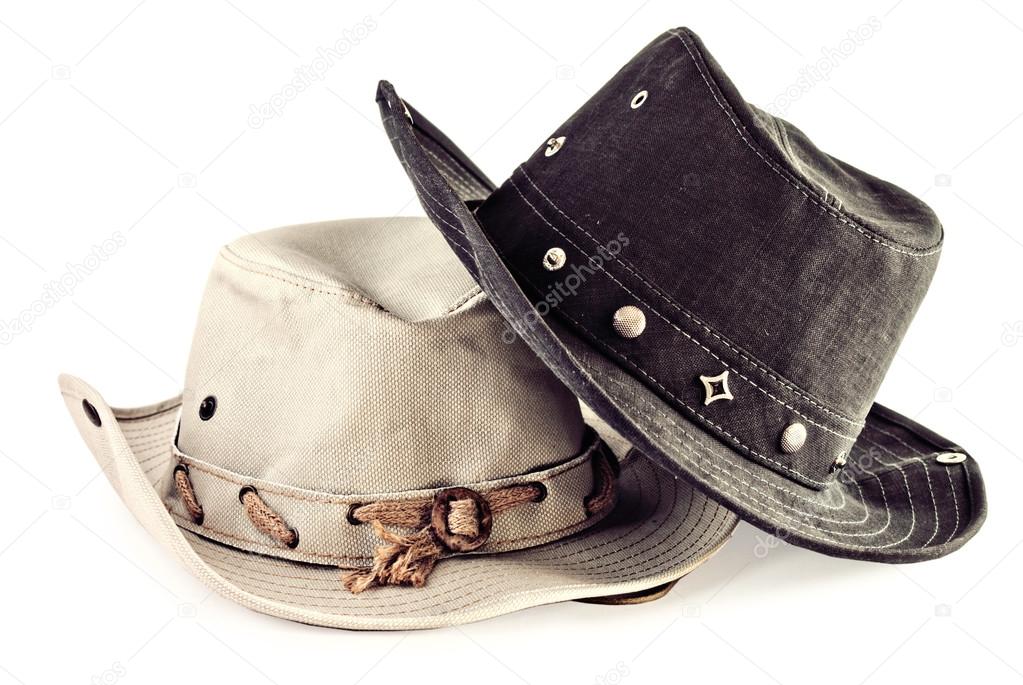 Two cowboy hats isolated on white
