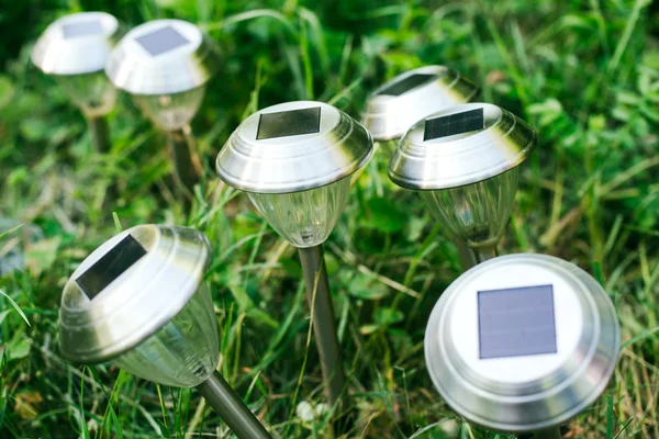 Solar cell panel on lanterns — Stock Photo, Image