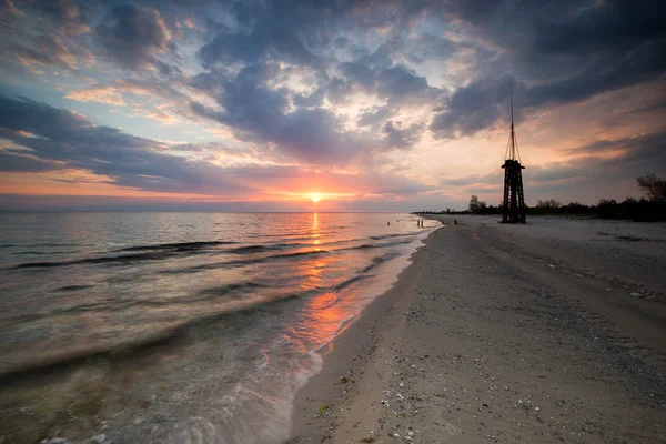 Βράδυ τοπίο αμμώδη ακτή της Μαύρης Θάλασσας στην Ουκρανία. — Φωτογραφία Αρχείου