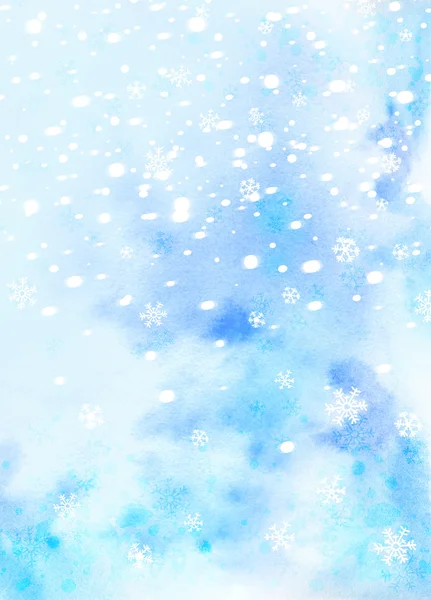 Watercolor background with snowflakes — Stock Photo, Image