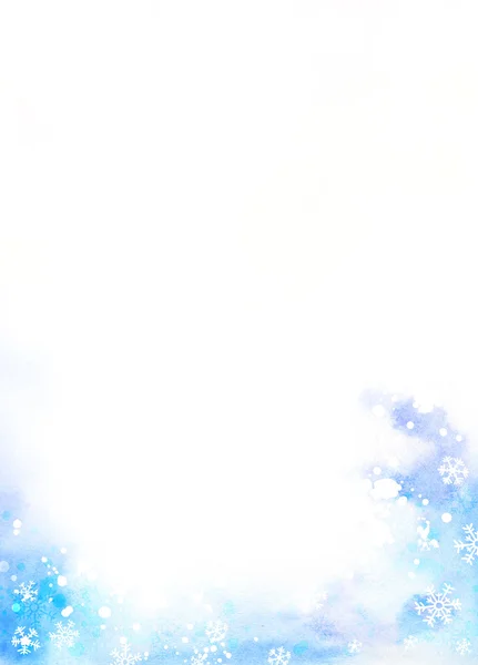 Aquarell Hintergrund mit Schneeflocken — Stockfoto