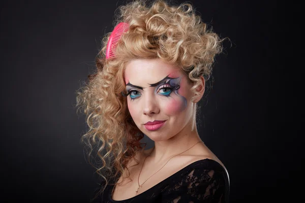 Närbild porträtt av creative make-up Stockfoto