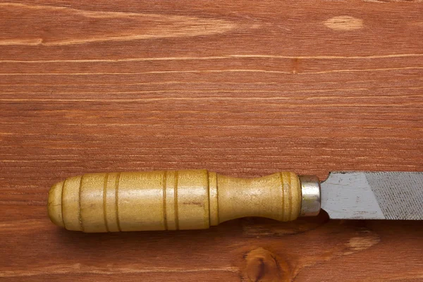 Old tool file rasp with wooden handle — Stock Photo, Image