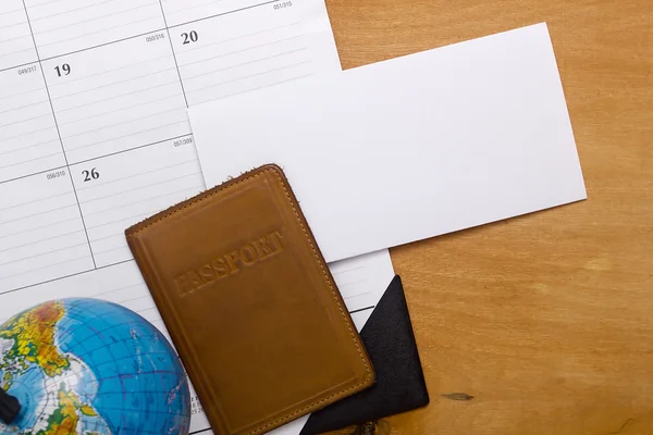 Passport, calendar and blank forms — Stock Photo, Image