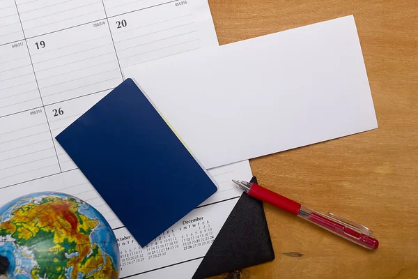 Pasaporte, calendario y formularios en blanco —  Fotos de Stock