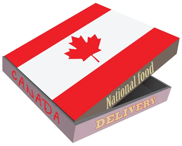 Comida de entrega de caixa de papelão - bandeira nacional Canadá — Vetor de Stock