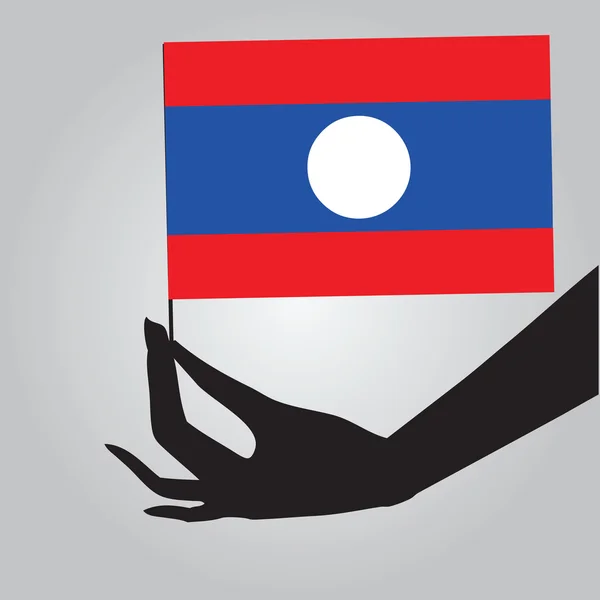 Mão com bandeira Laos — Vetor de Stock