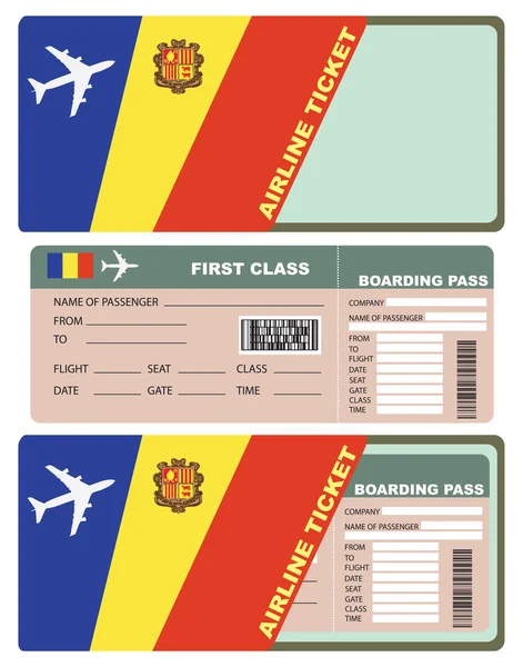 Vliegtickets naar eerste klasse Andorra — Stockvector