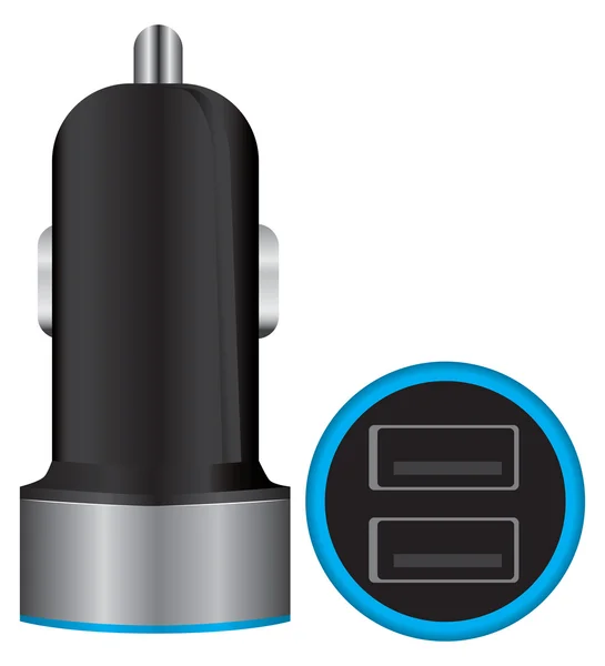 Mini caricabatterie per auto USB doppio — Vettoriale Stock