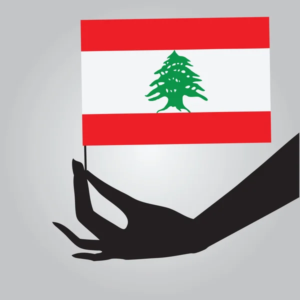 レバノンのフラグを持つ手 — ストックベクタ