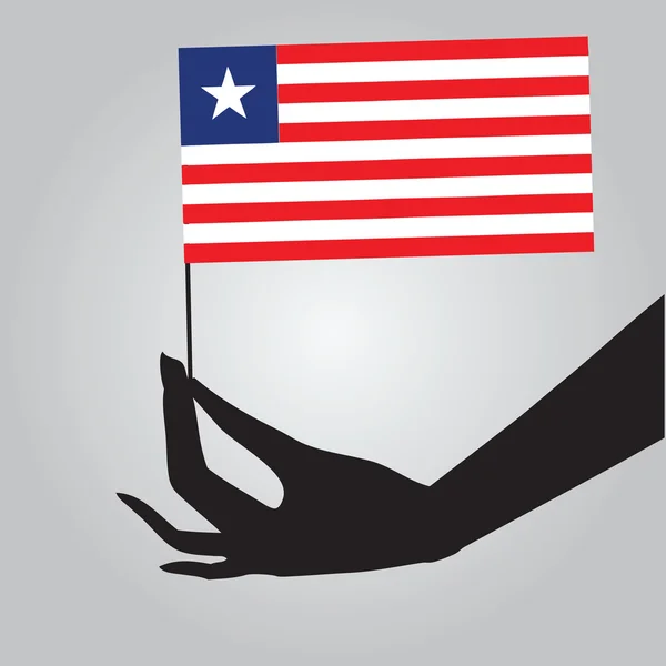 リベリアの旗を持つ手 — ストックベクタ