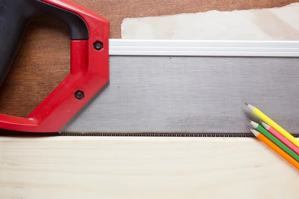 Fűrészelt handsaw Board — Stock Fotó