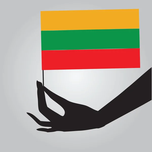 Hand with flag Lithuania — Stock Vector