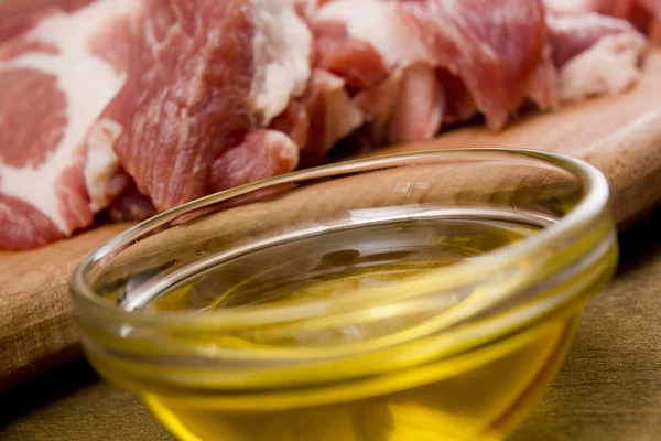 Vegetable oil in a glass container — Stock Photo, Image