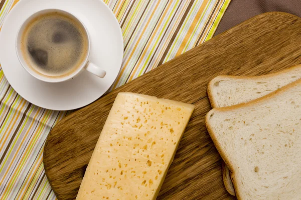 Coffee, cheese, toast for breakfast — Stock Photo, Image