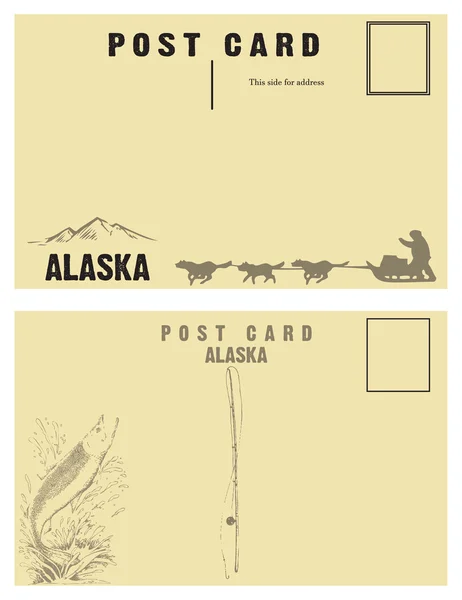 Postales vintage para el estado de Alaska — Vector de stock