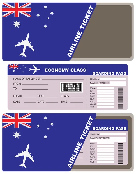 Biglietto aereo di prima classe in Australia — Vettoriale Stock