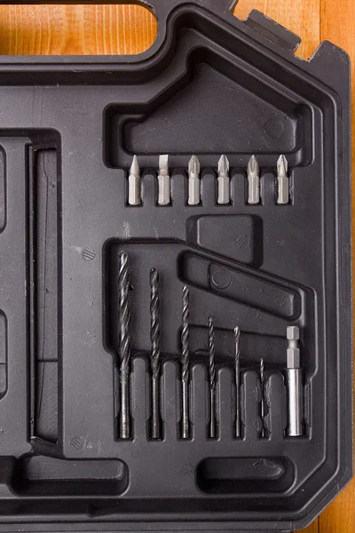 Drill bit set in box — Stock Photo, Image