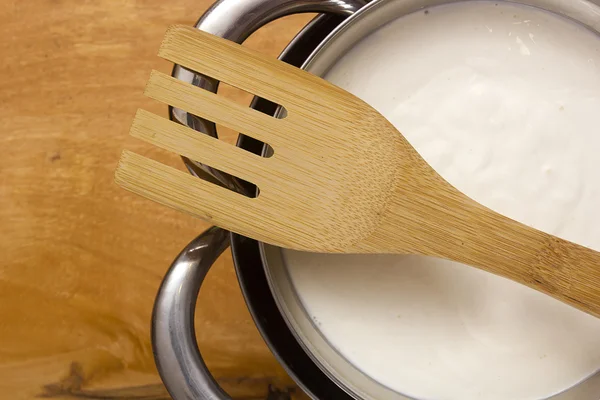 Mascarpone cheese cooking at home — Stock Photo, Image