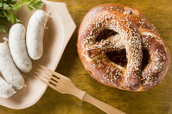 German pretzels and sausages