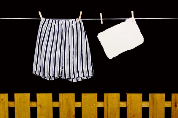 Men's underwear hanging on a clothesline — Stock Photo, Image