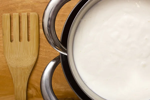 Mascarpone cheese cooking at home — Stock Photo, Image