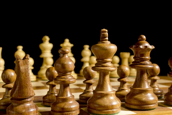 White and black chess pieces — Stock Photo, Image