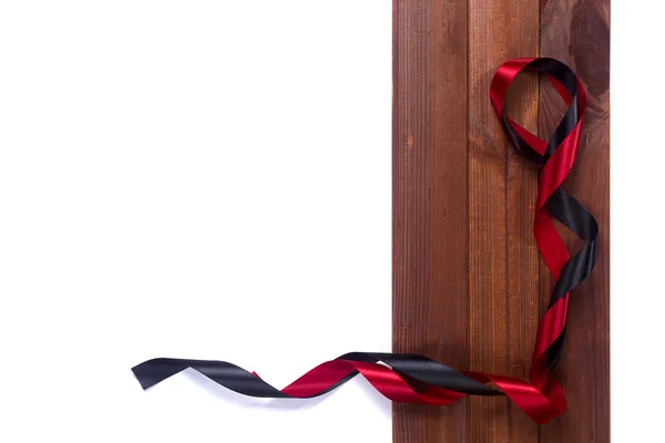 Black and red satin ribbons — Stock Photo, Image