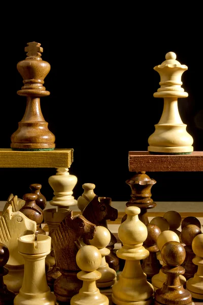 Närbild på schackpjäser — Stockfoto