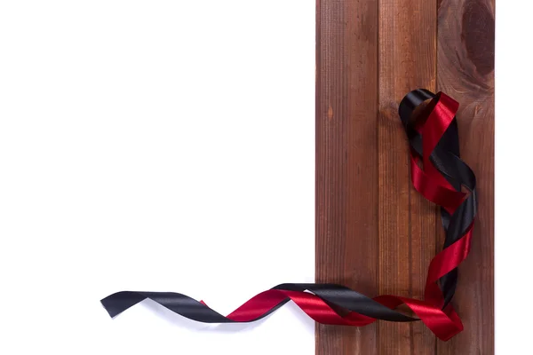 Black and red satin ribbons — Stock Photo, Image