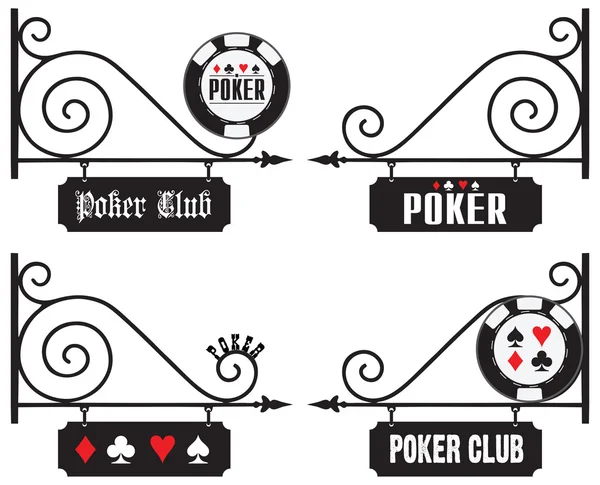 Znaki drogowe na miejscu imprezy pokerowe — Wektor stockowy