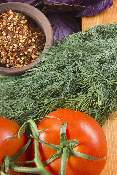 Vegetables and fresh herbs — Stock Photo, Image